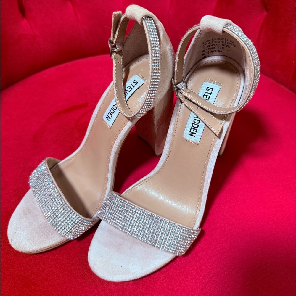 Steve Madden Beige Heels with Sparkling Strap